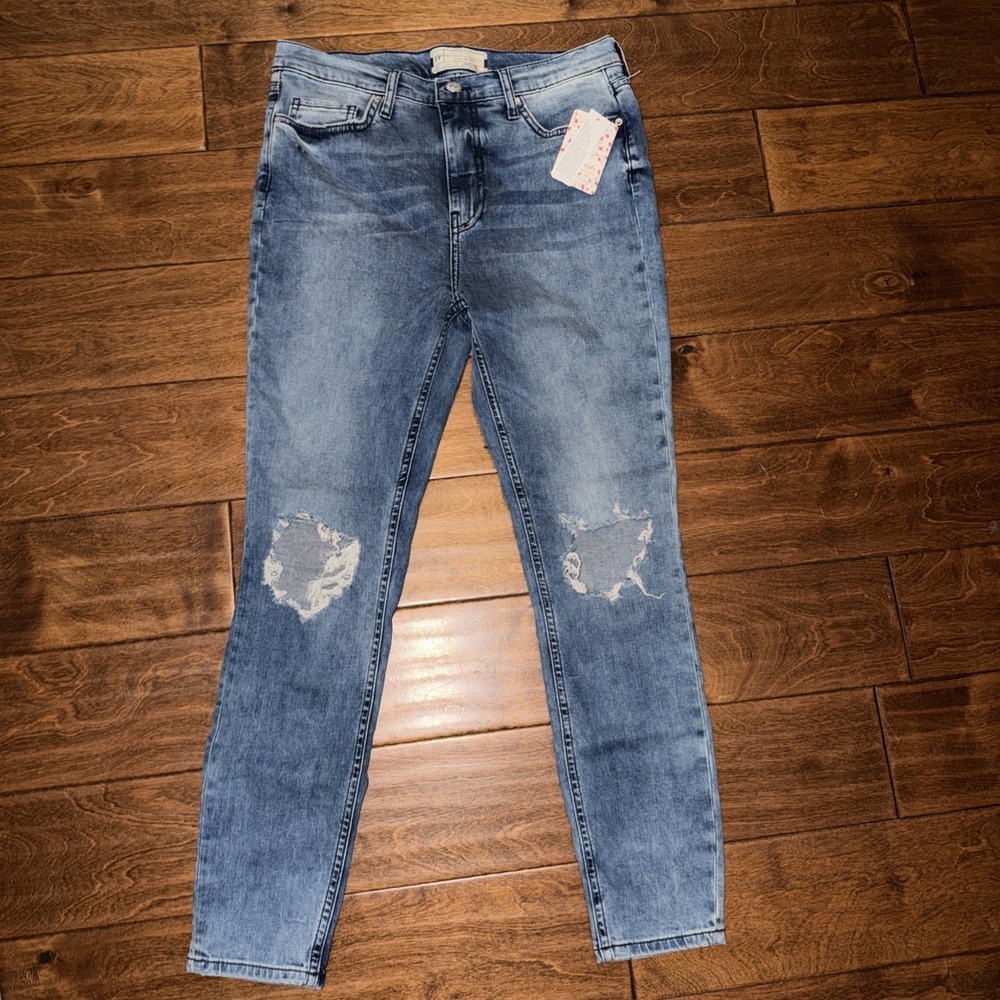 Free People Jeans Women's Size 30 Turquoise Skinny Leg Denim 61855-16515125 NWT - Picture 2 of 8